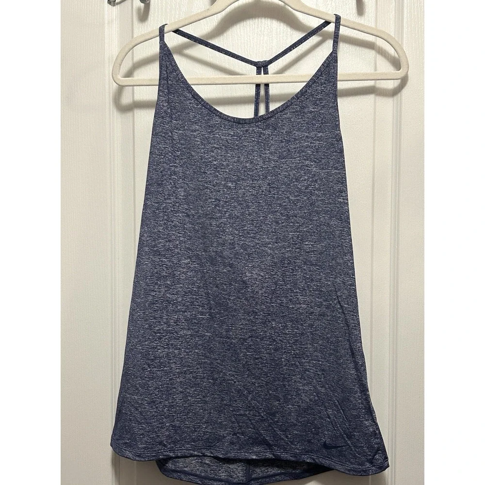 Nike‎ Shirt Womens L Blue Dri-FIT Spaghetti Strap Activewear Tank Top Athleisure